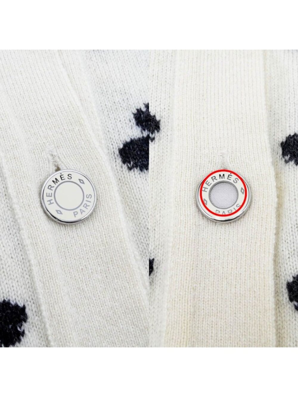 Hermes Clover Cardigan Ivory 36 Cashmere Knit Long Sleeve - Picture 7 of 10